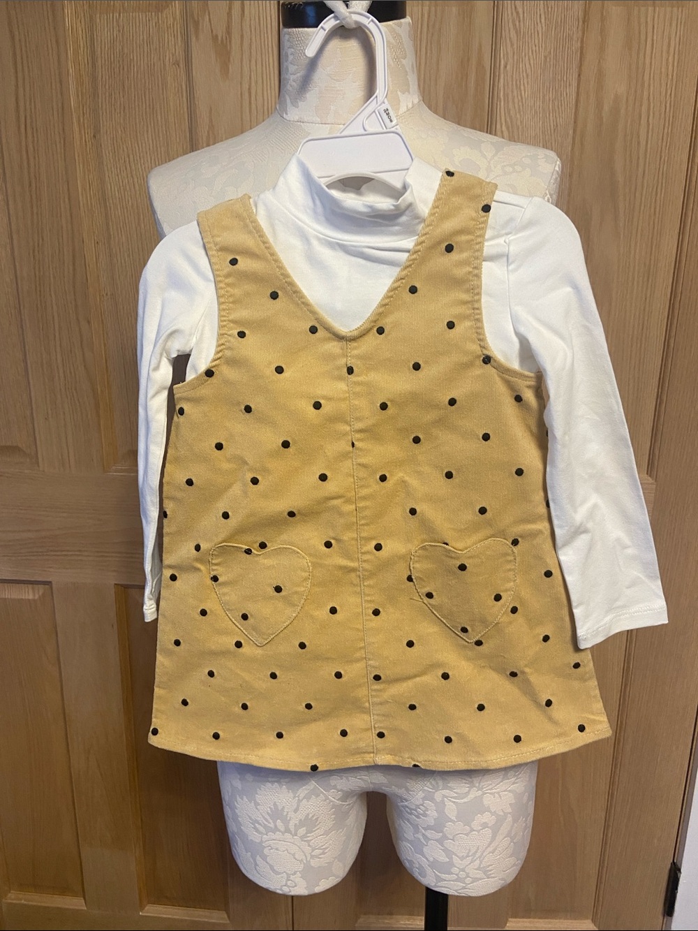 Tahari Polka Dot Heart Pocket Jumper Dress